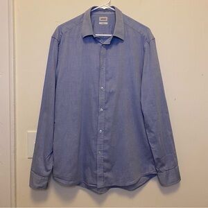 KENZO Men’s Button Down Business Casual Shirt in Blue Sz 43/17 Large